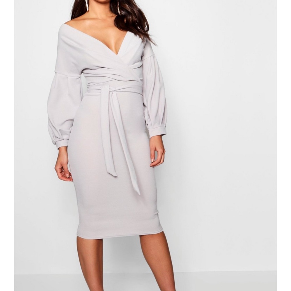 Grey off the shoulder dress